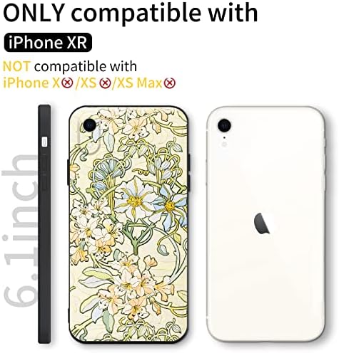 Compatibil cu carcasă iPhone XR Cutre Art Silicon Carcasă cu design pentru femei Model de flori florale cu protector de ecran