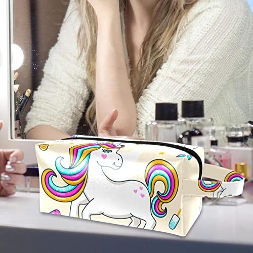 Geantă de machiaj TFCOCFT pentru femei, geantă cosmetică, geantă de toaletă de călătorie, model de unicorn colorat