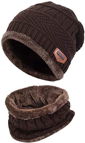 Iarna Beanie pălărie eșarfă set cald tricot pălărie pentru bărbați / Femei / unisex gros Fleece căptușite iarna cap gât cald