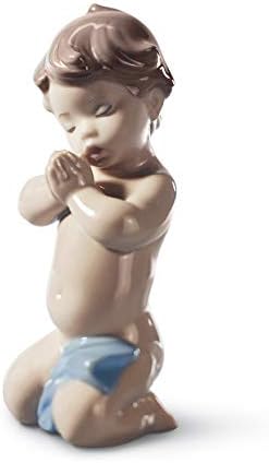 Lladró o figurină de băiat de rugăciune a unui copil. Figura pentru bebeluși din porțelan.