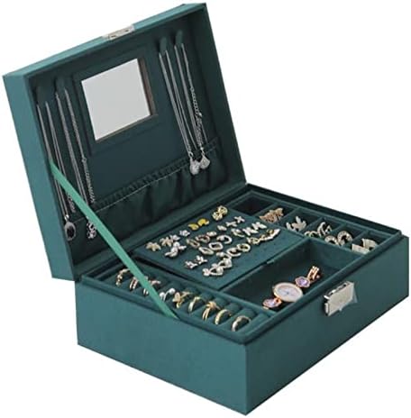Catifea bijuterii cutie de depozitare Retro verde elegant mare capacitate ceas Cercei Inele cadou depozitare caz 1buc