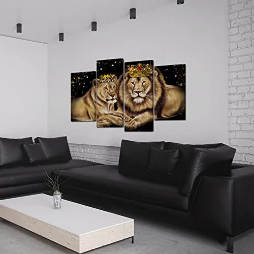 Rnnjoile leu picturi de artă de perete leu și leoaică cu coroană poze cu pânză încadrate încadrate rege rege arta artei pentru