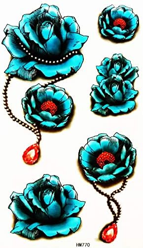 Tatuaje vintage flori frumoase trandafiri albaștri