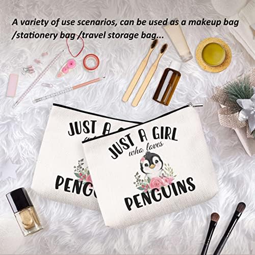 OHSUL doar o fată care iubește pinguini machiaj Sac, drăguț florale Baby Penguin cosmetice sac husă de călătorie, pinguin iubitorii