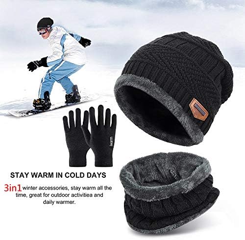 Iarna pălărie eșarfă mănuși Set Pentru Femei fete tricotate pălării eșarfă Skullies Beanies pălărie Cap + Touchscreen mănuși