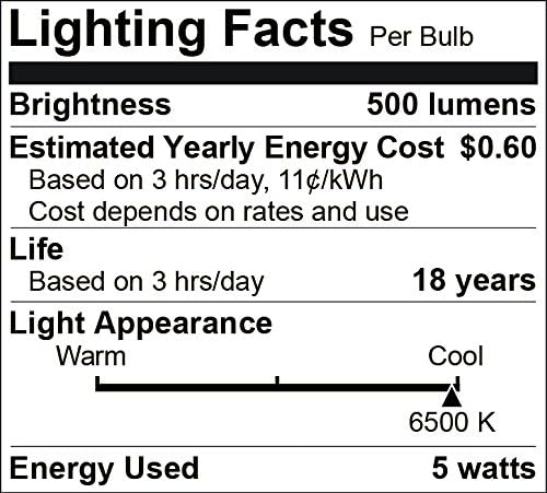 Miracle LED 604712 5-watt ruleaza pentru bănuți bec, 60 Watt înlocuire, Perfect A19 de uz casnic înlocuire lumina, alb cald,