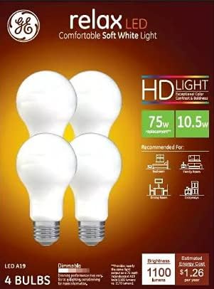 Ge Relax LED 75 Watt echivalent A19 moale alb Dimmable LED bec