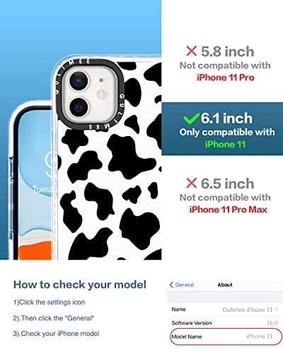 GultMee [3 în 1 Proiectat pentru iPhone 11 Cams Imprimat cu vacă cu copertă de protecție de protecție pentru protecție de protecție