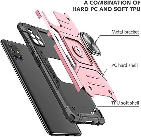 Carcasă YMHXCY Galaxy A51 5G cu protector de ecran HD, cutii de grad de armură cu suport rotativ Kickstand fără alunecare Hibrid