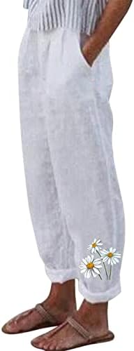 Pantaloni Casual de lenjerie de vară pentru femei pantaloni largi cu picior larg cu talie înaltă pantaloni de plajă cu buzunare