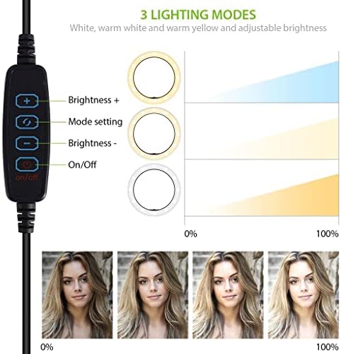 Bright Selfie Ring Tri-Color Light compatibil cu BlackBerry Bold 9930 10 Inch cu telecomandă pentru flux Live / machiaj / YouTube