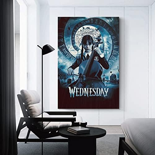 ZBDLXMD Miercuri Addams TV Series Poster Jenna Ortega Poster Canvas 90s Wall Art Room Afise estetice 12x18inch