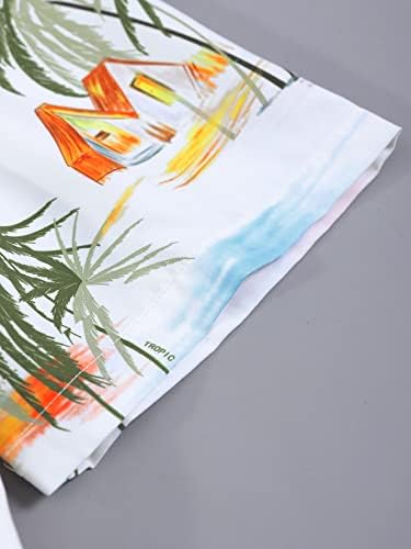 Oyoangle imprimeu floral tropical pentru bărbați 2 piese Tricouri cu mânecă scurtă și set de pantaloni scurți cu talie de tragere