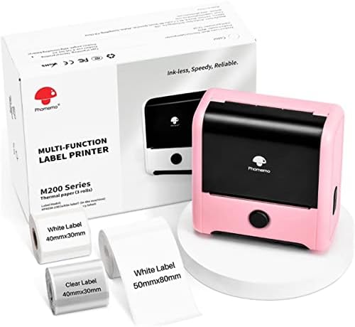 Maker PhomeMo Etichetă- Mașină de imprimantă cu etichetă M200 cu 3 hârtie, 2023 Upgrade 3 inch M110 Maker de etichete, WiFi