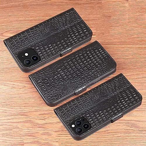 KOSSMA crocodil model Magnetic Flip telefon caz, capac din piele rezistent la șocuri pentru Apple iPhone 12 6.1 Inch [suport