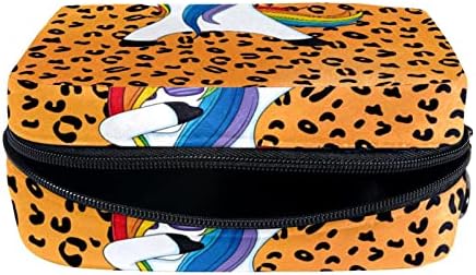 Geanta de machiaj mic, pungă cu fermoar Organizator cosmetic pentru femei și fete, modelul leopardului unicorn desen animat