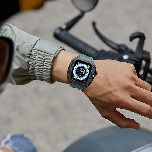Kit de modificare De Lux EKINS pentru Apple Watch 8 Ultra 49mm curea din cauciuc fluor carcasă din fibră de Carbon pentru Iwatch