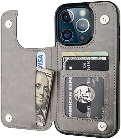 Onetop compatibil cu iPhone 13 Pro portofel caz cu suport pentru Card, PU piele Kickstand Card sloturi caz, dublu magnetice