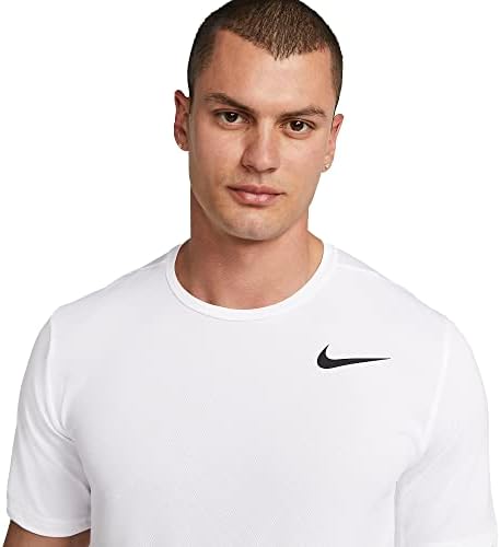 Nike Dri-FIT alb / negru Ar0196-100 Top de antrenament Cu mânecă scurtă pentru bărbați