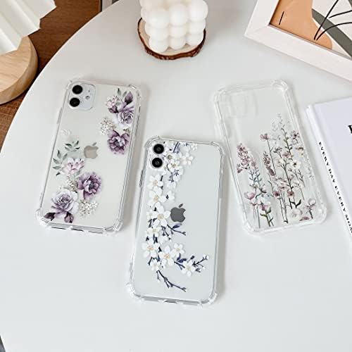Carcasă moale DEFBSC Compatibilă cu iPhone 12, Clear Floral Floral Model de imprimare Design de imprimare Flexibilă TPU Copertă