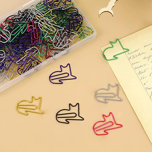 100 de buc Clipuri de hârtie pentru pisici mari în formă de animal în formă de animal 6 culori creative clipuri amuzante memori