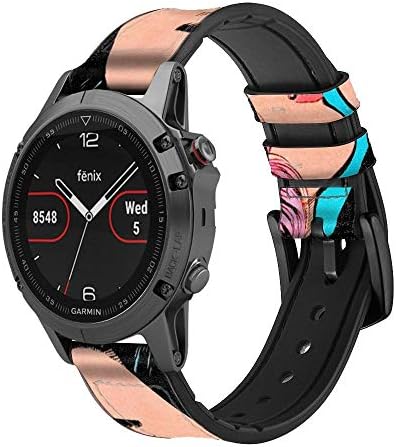 CA0764 POP Art Art Leather & Silicon Smart Watch Band curea pentru Garmin Abordare S40, Forerunner 245/245/645/645, Venu Vivoactive