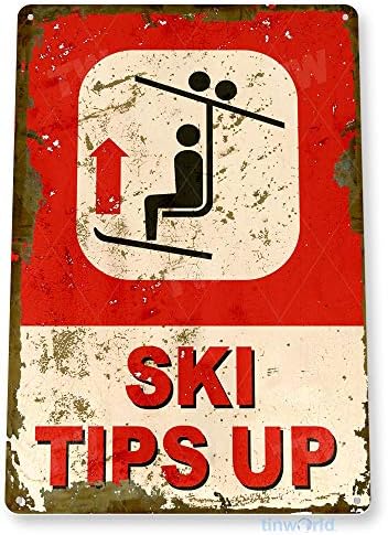 Tin Sign Sfats Ski Ski Up Rustic Snow Ski Schem Sign Skiing Cabin Resort Lodge Metal Semn Decor C557