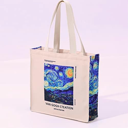 Lz canvas tote geanta estetică design original pictură ulei pentru fete fete reutilizabile geantă ecologică ecologică