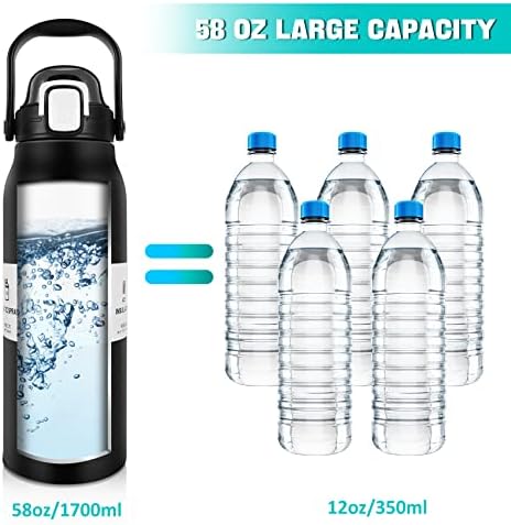 Sticlă de apă cu flacon izolat cu apă de apă 58 oz Sport Sport sticla de apă vid în vid izolat din oțel inoxidabil de apă de