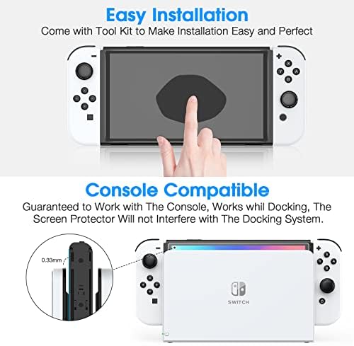 Switch Heystop OLED Protector Screen Acoperire Full Temperat Glass Protector Compatibil cu Nintendo Switch OLED Model 2021