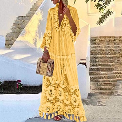 Rochii de vară zefotim pentru femei 2023 cu mânecă lungă florală v gât maxi rochii de modă casual