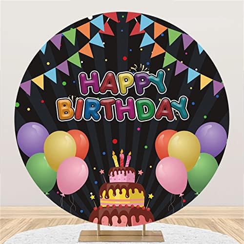 Laeacco 7.2x7. 2ft colorat la mulți ani fundal rotund baloane multicolore bannere cerc fundal acoperire desen animat tort imprimare