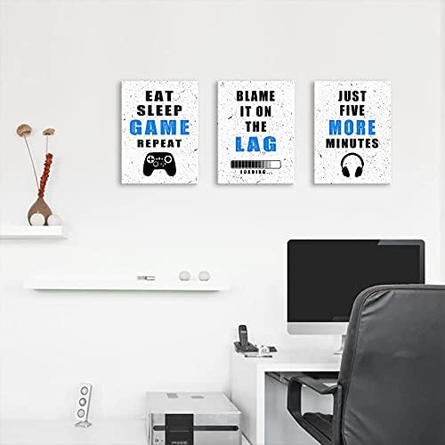 3 panouri jocuri video Canvas Artă de perete Joc interesant slogan artă video joc tematic artă albă joc de poză decor perete