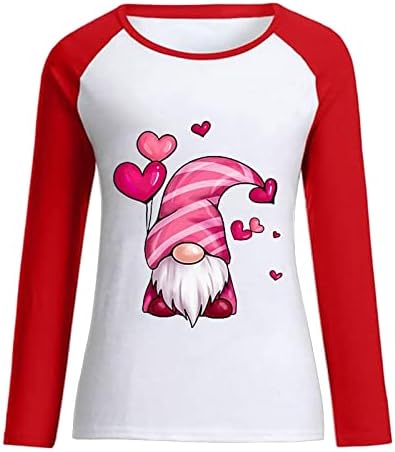 Ziua Îndrăgostiților Raglan Topuri Pentru Femei Gnomi Inima Grafic Maneca Lunga Tricouri Moda Pulovere Hanorac