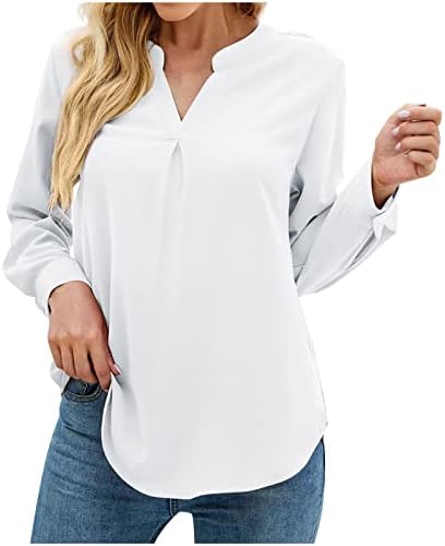 Femei casual Casual Color Solid V-Neck cu mânecă lungă Tricou Loose Bluză de toamnă Bluză pulovere de topire Blaturi libere