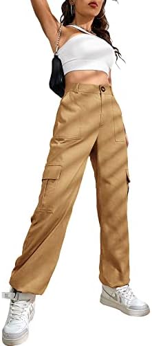Ailsi pentru femei Casual Casual Baggy Streetwear High Tactical Tactical Pantaloni cu buzunare