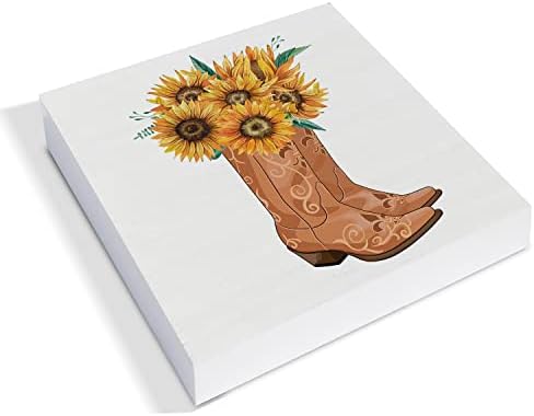 Country floarea -soarelui și cizme de cowboy cutia de lemn decor decor birou semn de floarea soarelui cu cutie de lemn semn