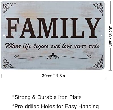 Family Wall Art Sign Home Home Plaque Plaque Sign Family Where Where Where Hears Love Niciodată nu se termină Semnarea decorațiunilor