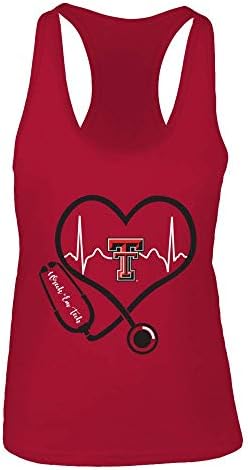 Fanprint Texas Tech Red Raiders Tank Top - Asistentă - Inima Stetoscop Bătău de inimă