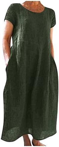 Fragarn Women's Summer Casual Color Solid cu mânecă scurtă cu Cusături O-Cusături de bumbac din bumbac din bumbac