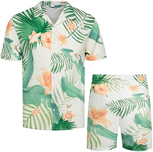 Seturi de cămașă hawaiană pentru bărbați duofier tipărit floral 2 piese seturi de ținute de vacanță pentru plajă
