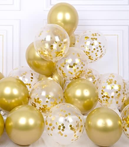 Aule Party baloane pachet de 42-baloane metalice de aur & amp; baloane confetti de aur și panglici 64ft-12 inch Baloane Decoratiuni