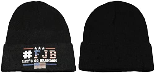 FJB să mergem Brandon SUA Negru brodate Beanie tricot capac pălărie
