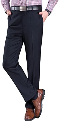 Pantaloni de bază pentru bărbați, cu talie înaltă, relaxat confortabil confort kaki pantaloni de îmbrăcăminte ușoară