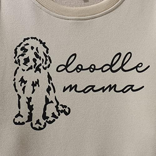 Câine boutikome Mama MAMA PENTRU FEMEI DOUDLE MAMA MAMA GRAFIC Cămașă cu mânecă lungă Crewneck Pullover pentru iubitul câinilor