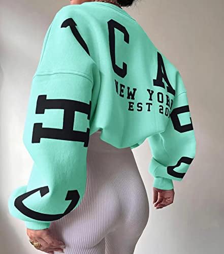 Cioatin pentru femei la modă echipa de supradimensionare Chicago Scrisoare grafică Panouri Y2K Fleece Drop Sholop Pulover pulover