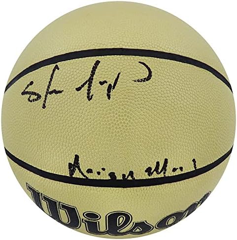 Shawn Kemp a semnat Wilson Gold NBA Basketball W/Reign Man - baschet autografat