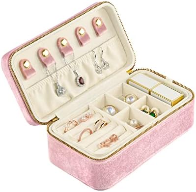 Taimy cu cutie de bijuterii mici pentru femei, organizator de bijuterii pentru călătorii din catifea, bijuterii de călătorie