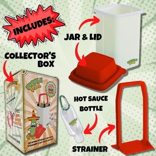 Recipient Jalapeno cu strecurătoare și borcan de murături pachet cu breloc cu sos fierbinte și magneți de frigider, 40oz, 48oz