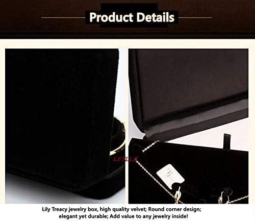 LILY TREACY Deluxe mare bijuterii Set cutie cadou catifea neagra pentru Colier Cercei Inele Set